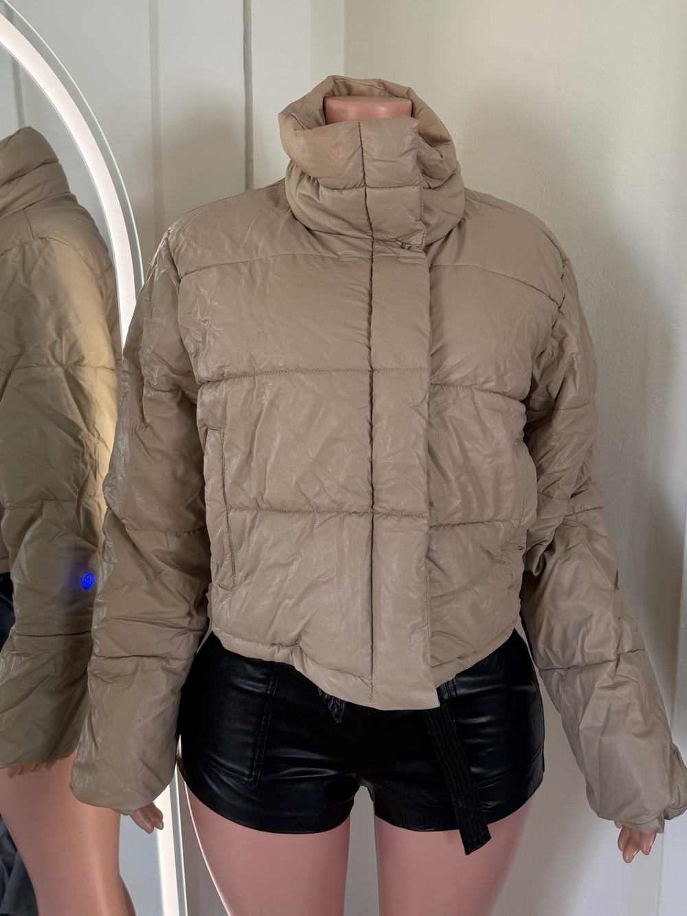 Classic High Nevk Puffer Jacket - Taupe
